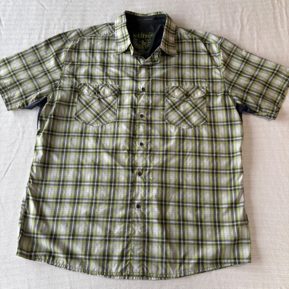 KÜHL Men's Response Short Sleeve Plaid Snap Shirt Size XL